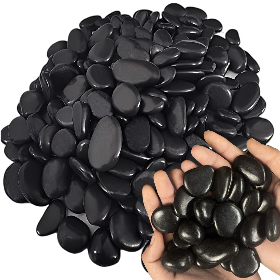 Aquarium Fish Saltwater - 200g Black High Polished Natural Pebbles