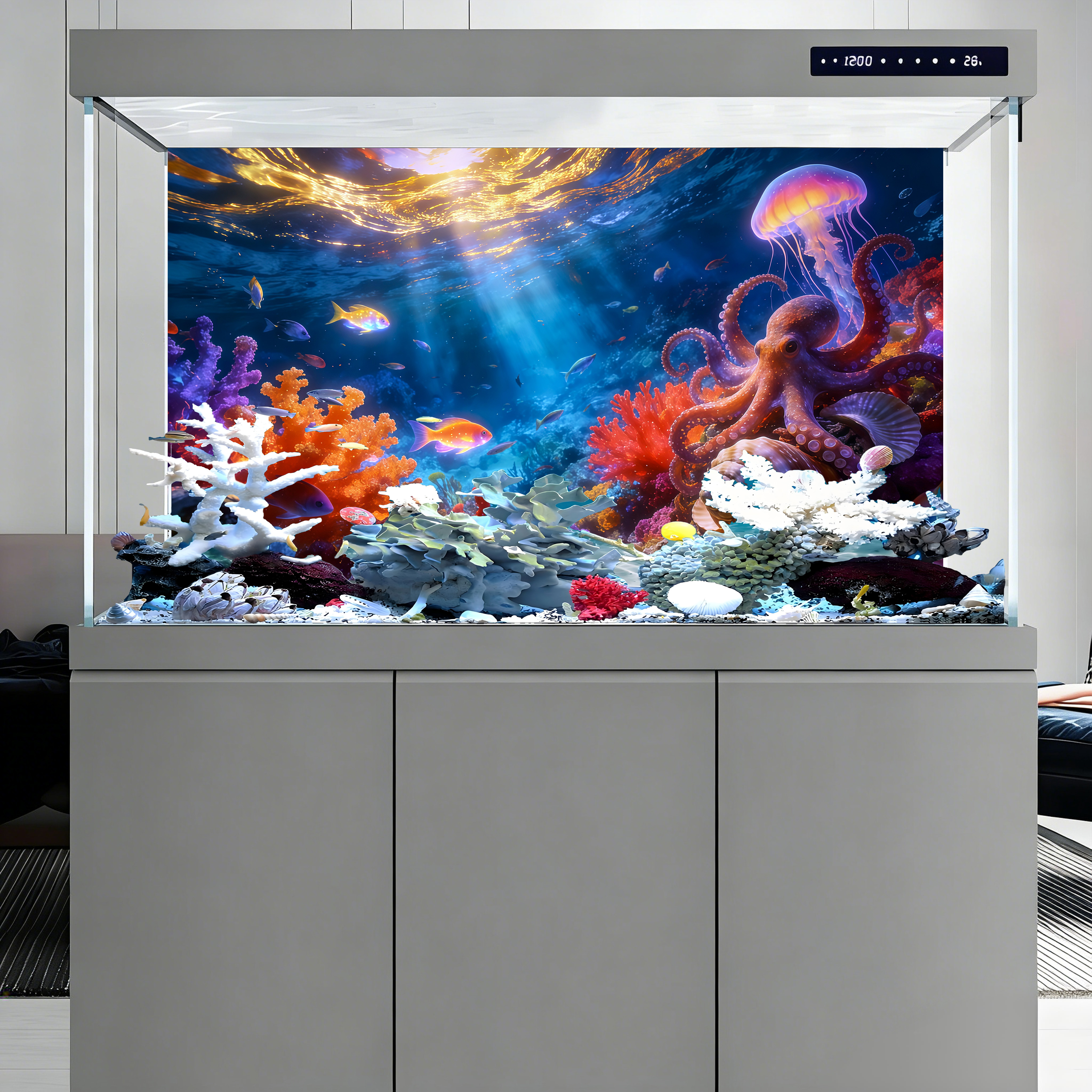Octopus Paradise，Fish tank bac - Aquarium Fish Paradise บทวิจารณ์และราคา