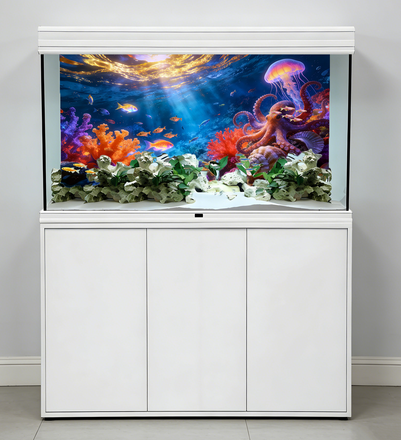 Octopus Paradise，Fish tank bac - Aquarium Fish Paradise บทวิจารณ์และราคา