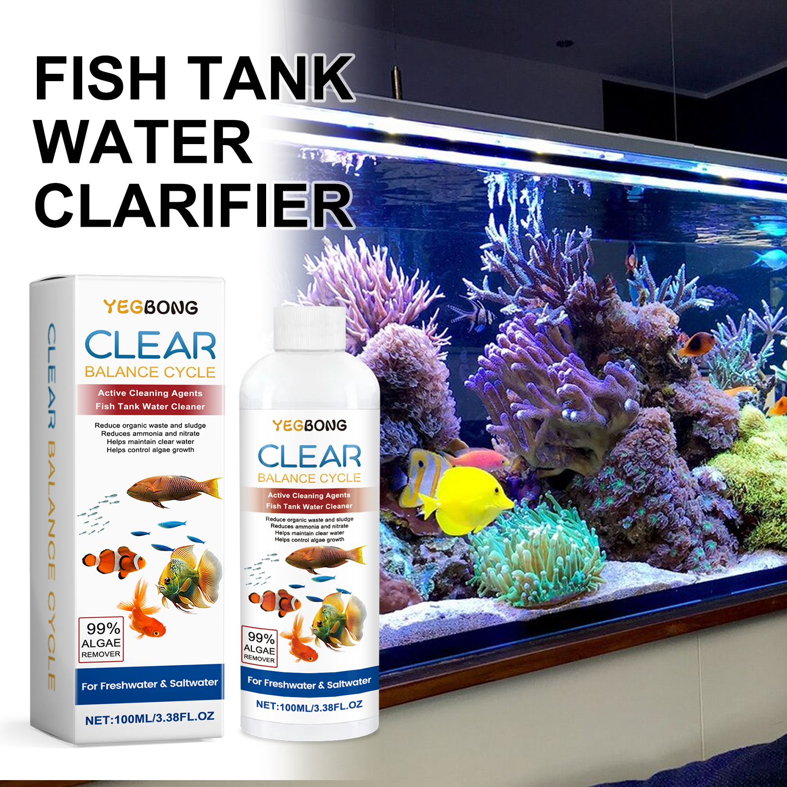 Aquarium Water Clarifier 100ml - Aquarium Fish Saltwater บทวิจารณ์และราคา